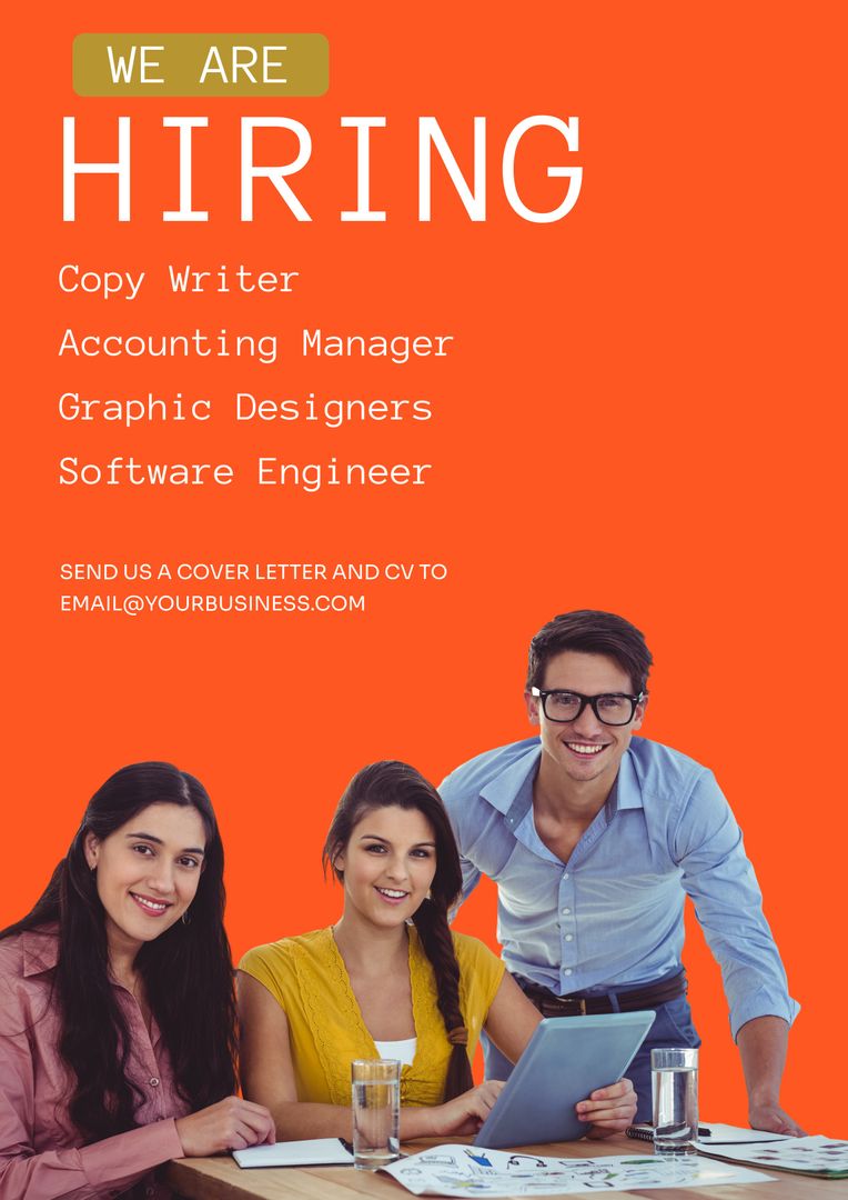 We Are Hiring Poster With Smiling Diverse Team For Job Openings - Download Free Stock Templates Pikwizard.com