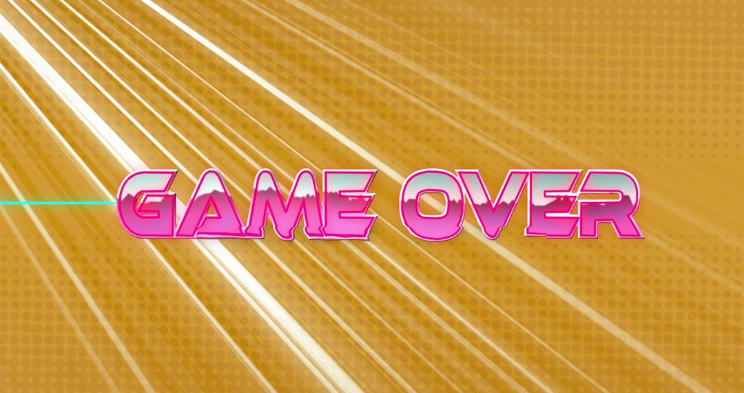 Retro Game Over Screen with Neon Pink Text and Light Trails