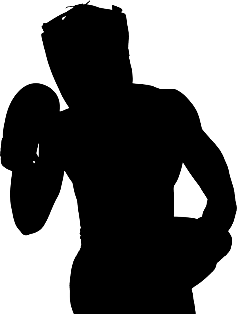 Transparent Male Boxer Silhouette on Wait Position