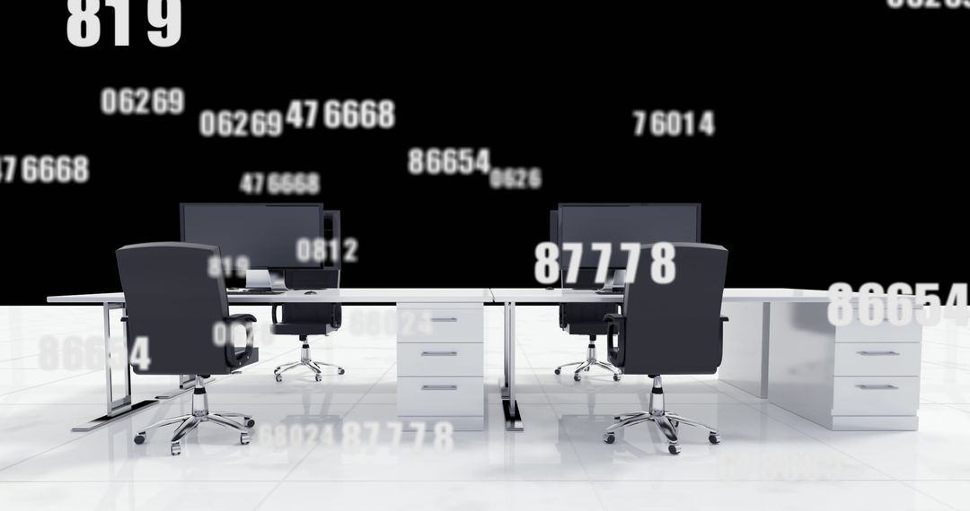 Empty Office Space with Floating Data Number Overlay - Free Images, Stock Photos and Pictures on Pikwizard.com