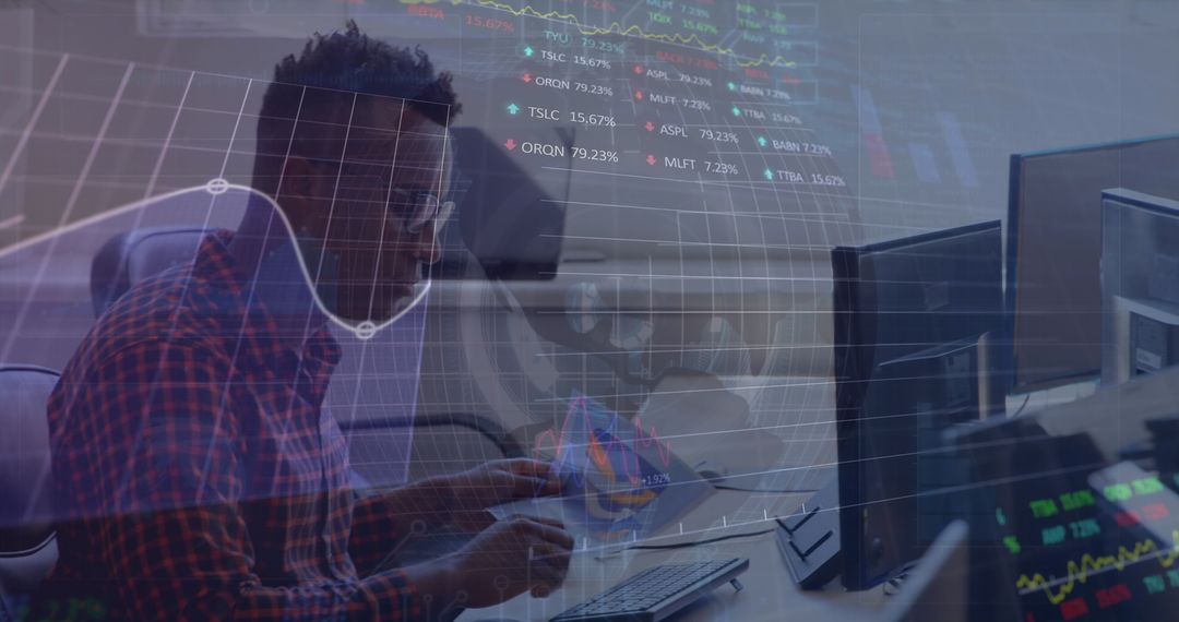 Coworkers Analyzing Report with Financial Data Overlay