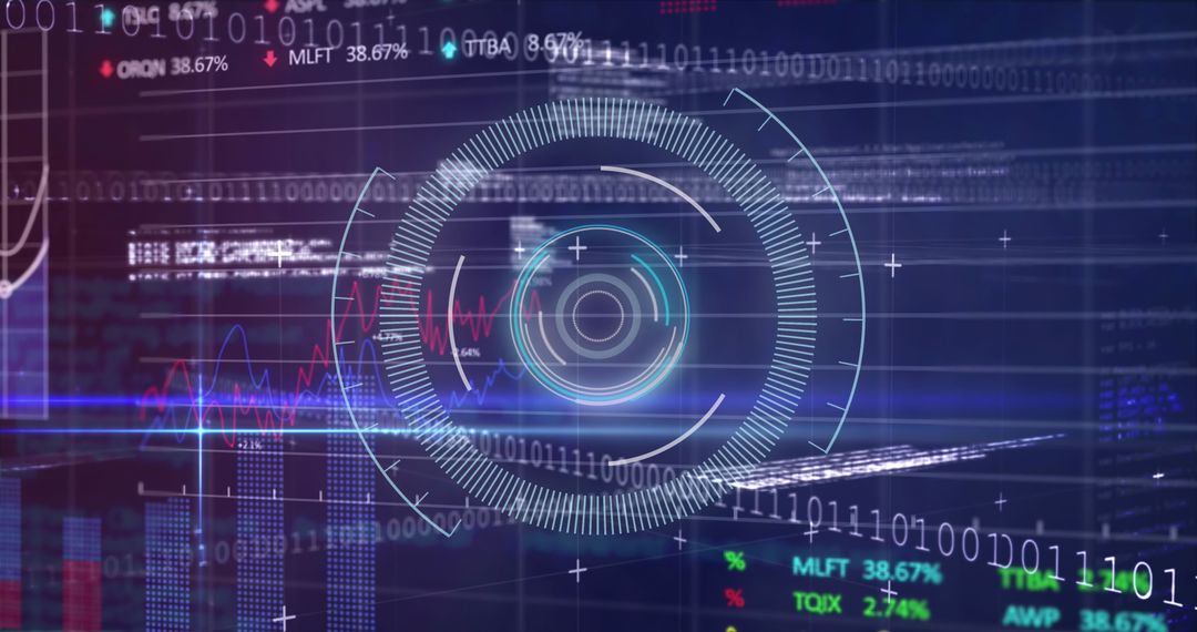 Digital Stock Market Analysis Interface with Neon Data Processing