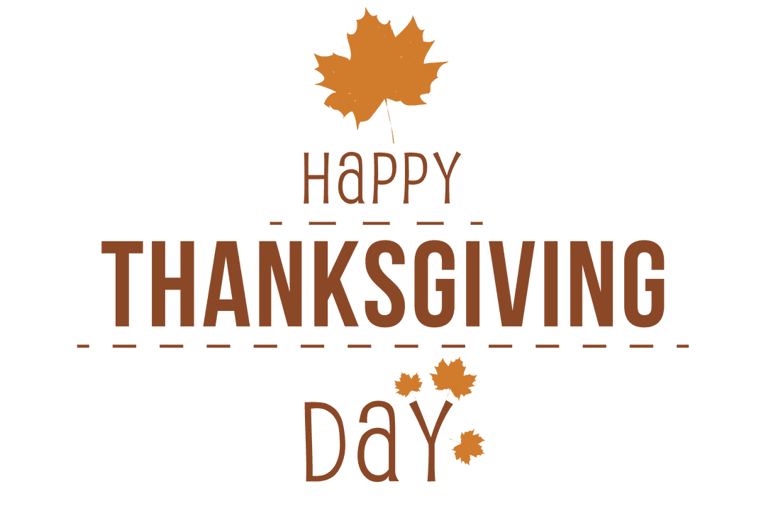 Happy Thanksgiving Day Typography on Transparent Background