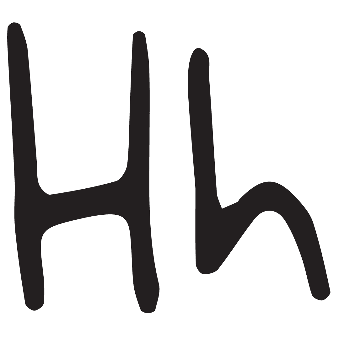 Bold Handwritten Letter H on Transparent Background