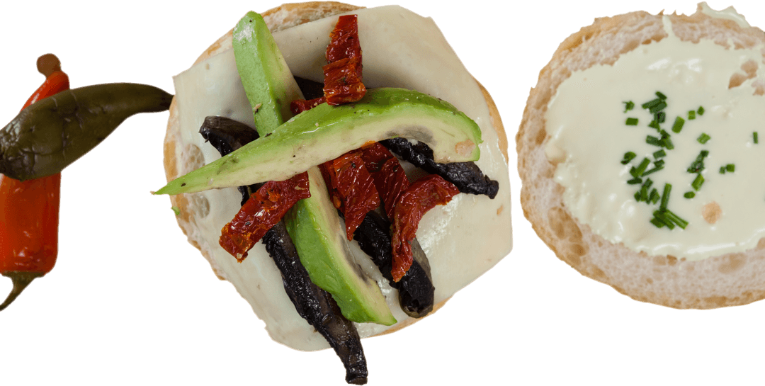 Transparent Gourmet Burger Ingredients on Bread