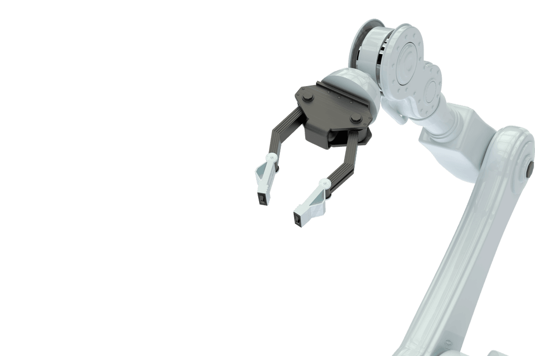 Transparent Futuristic Robotic Arm with Mechanical Claw