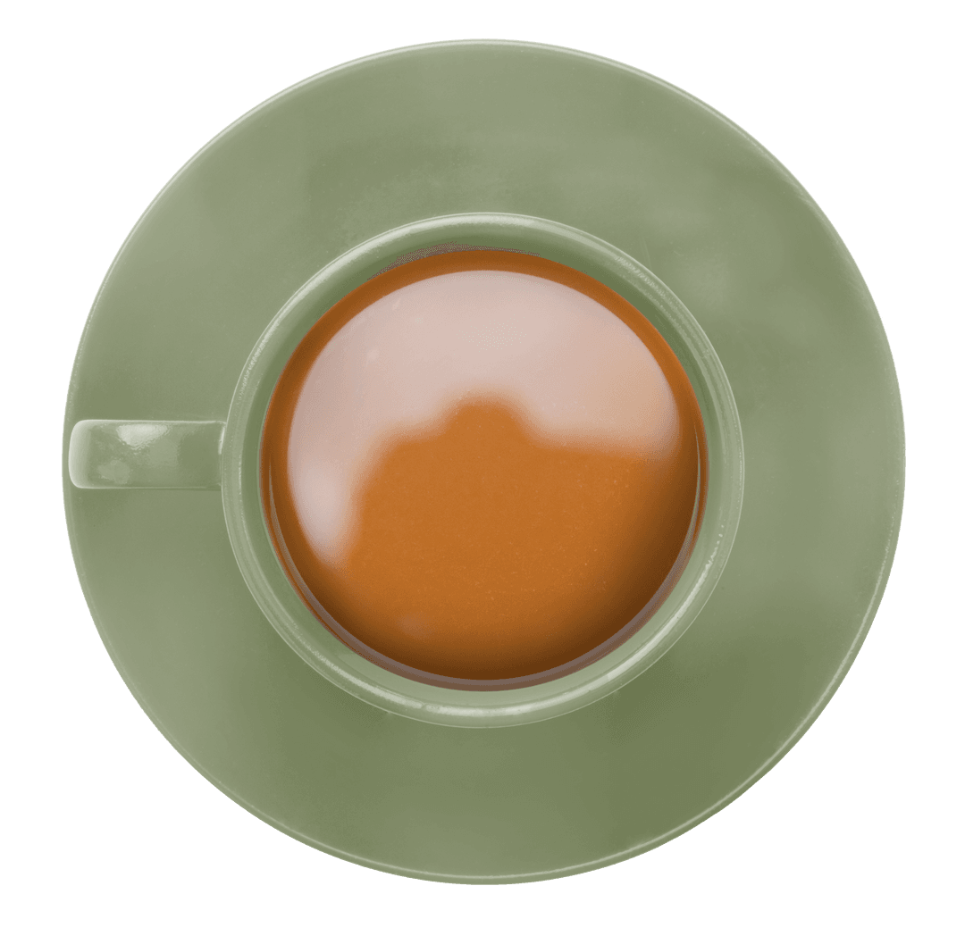 Transparent Vector Illustration of Cup of Tea on Green Saucer