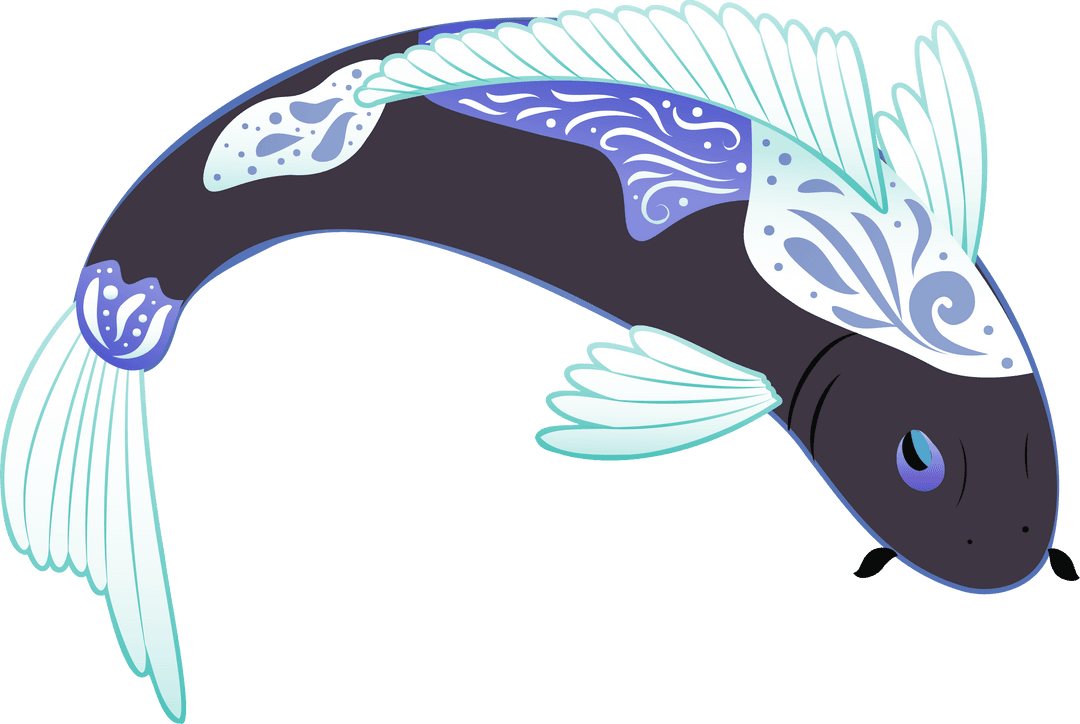 Transparent Koi Carp Swimming Gracefully with Intricate Patterns