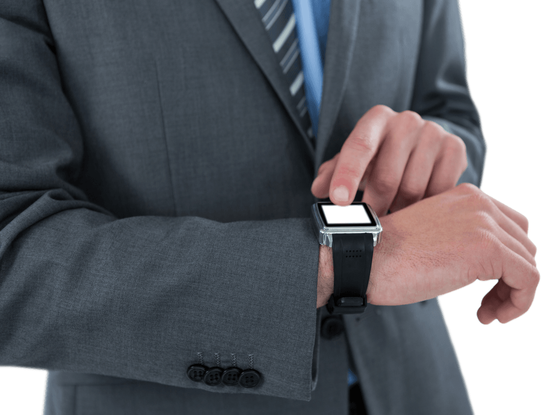 Businessman Checking Blank Screen Smart Watch