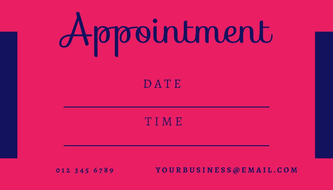 Bold Pink Appointment Card with Elegant Fonts - Download Free Stock Templates Pikwizard.com