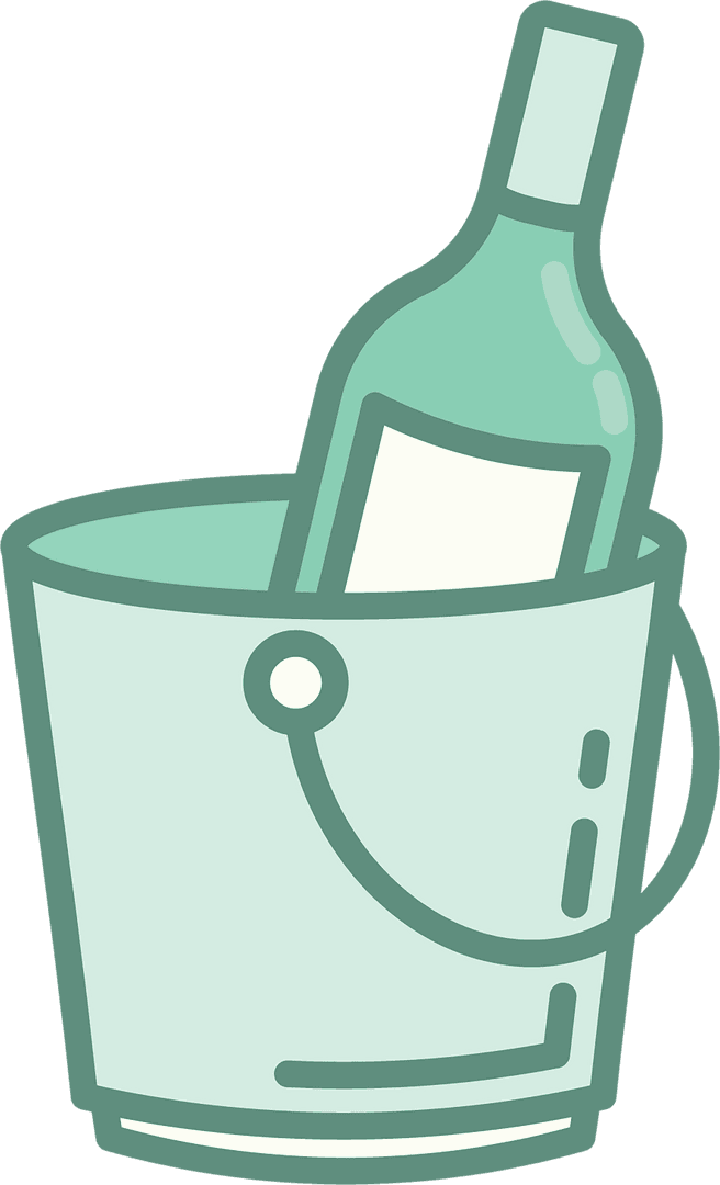 Transparent Wine Bottle in Ice Bucket Party Celebration Graphic