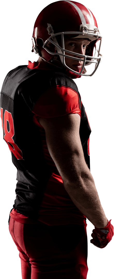 Transparent Background Young American Football Player Profile