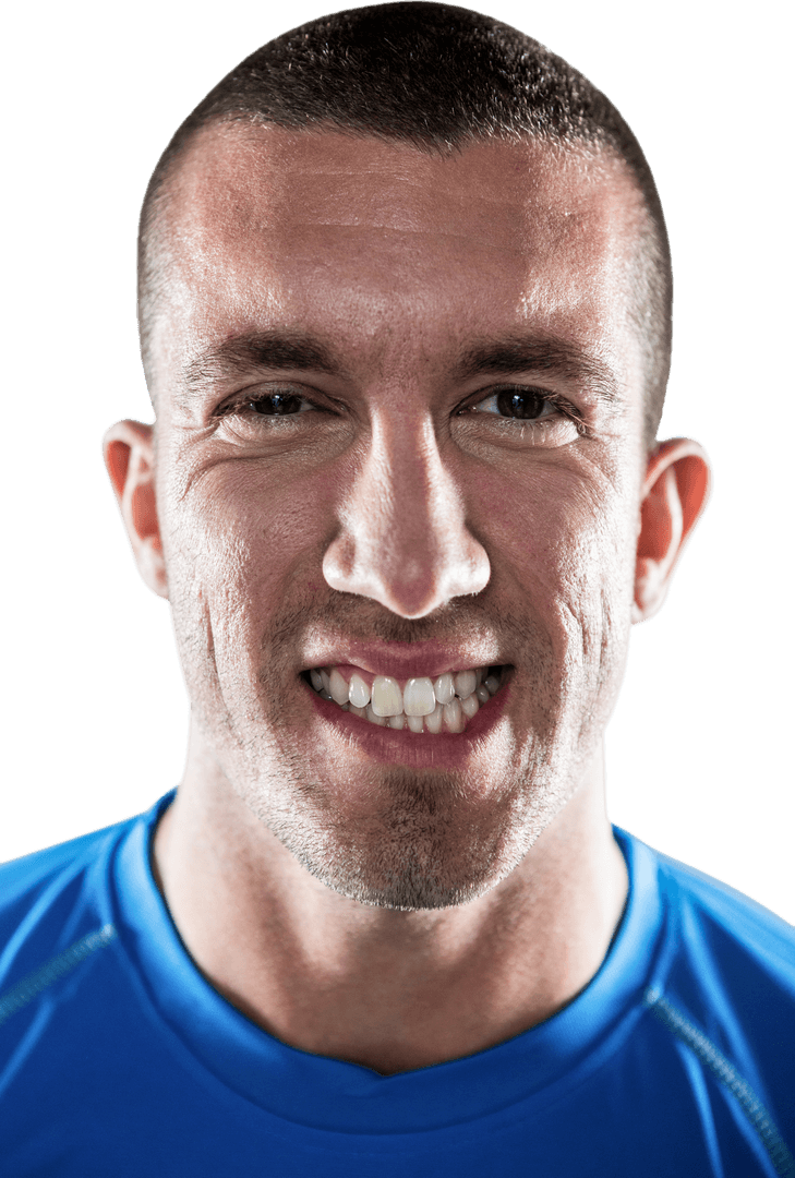 Transparent Portrait of Rugby Player Clenching Teeth
