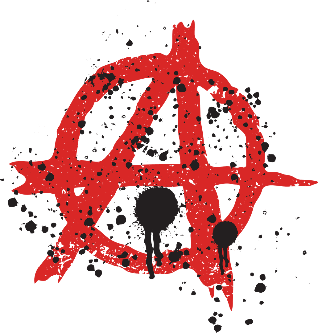 Red Anarchy Symbol on Transparent Background