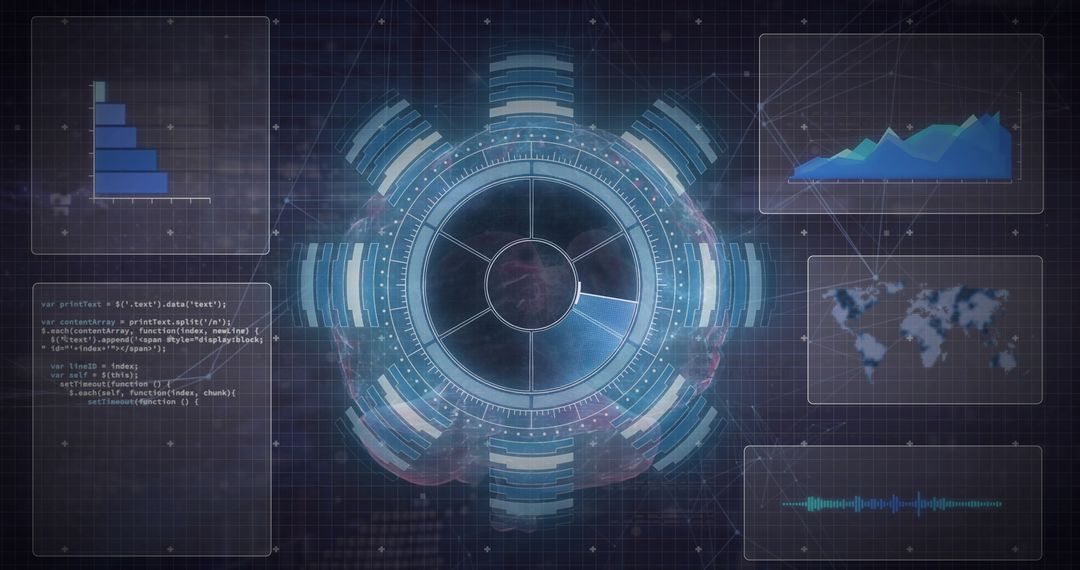 Futuristic Data Analysis Overlay with Infographics