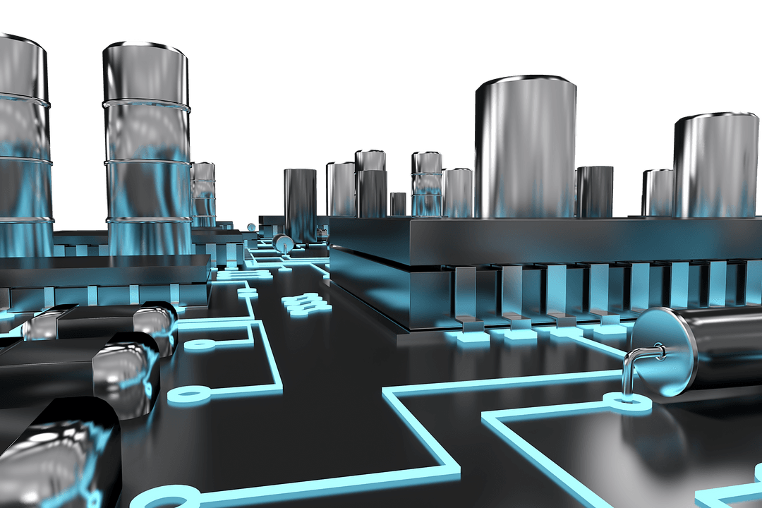 Transparent Circuit Board with Blue Highlights and Reflective Components