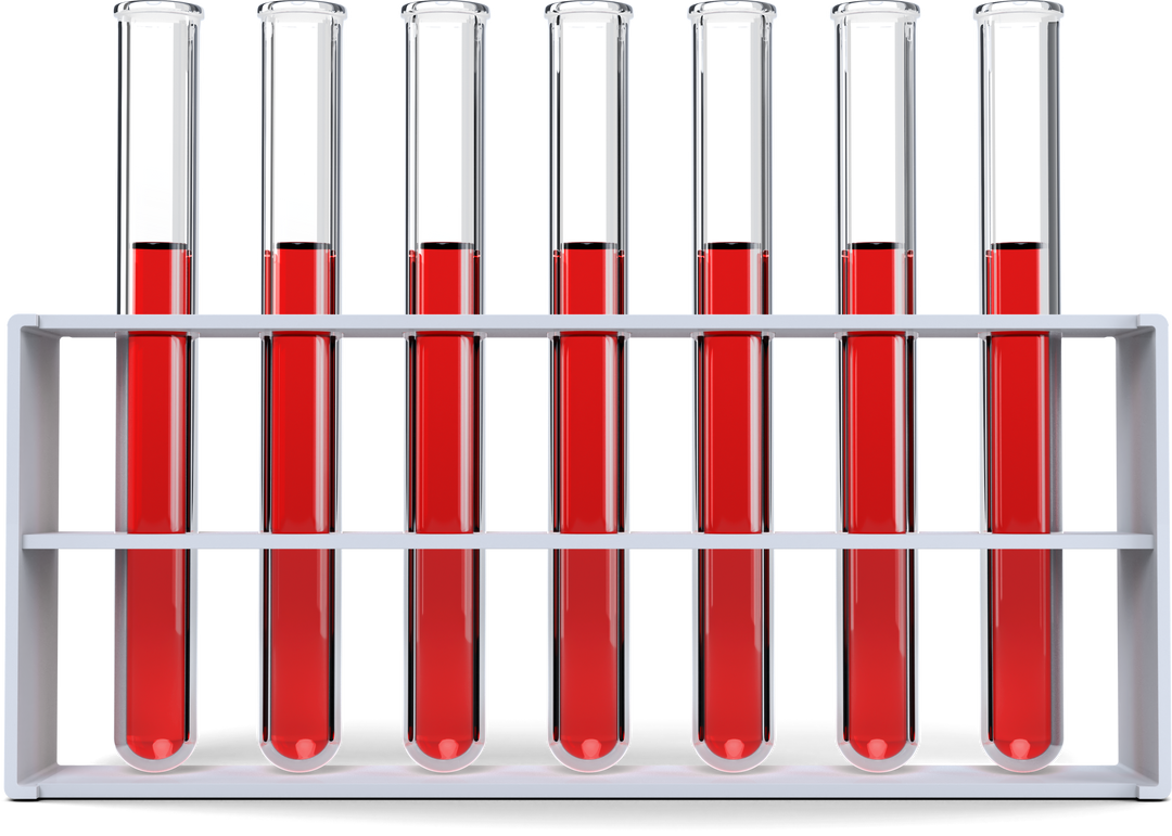 Transparent Test Tubes with Red Chemical Solution in Rack - Download Free Stock Images Pikwizard.com