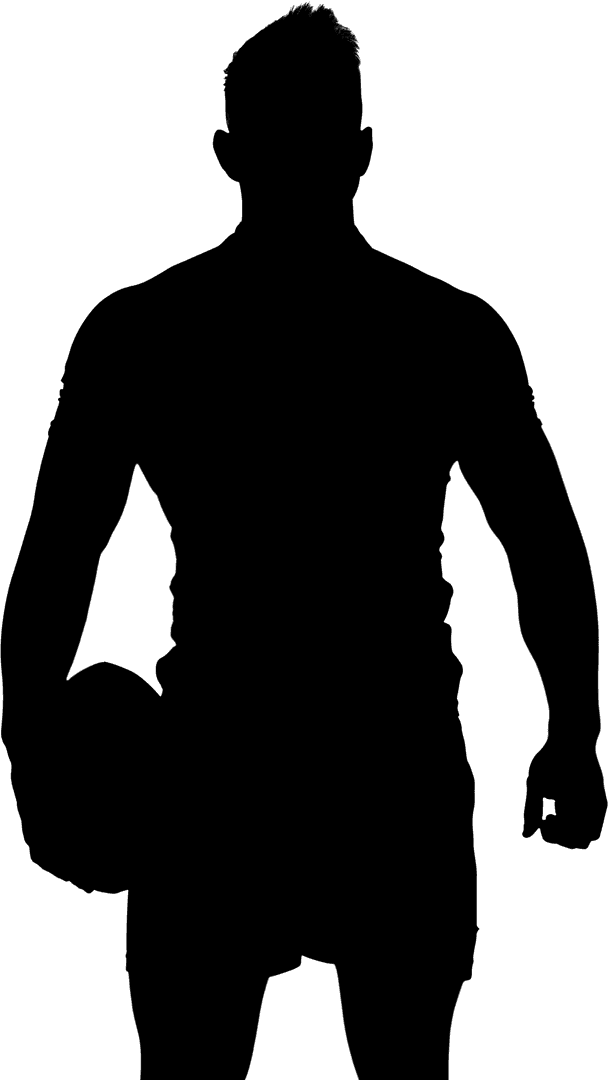 Transparent Silhouette of Rugby Player with Ball Showing Athletic Stance