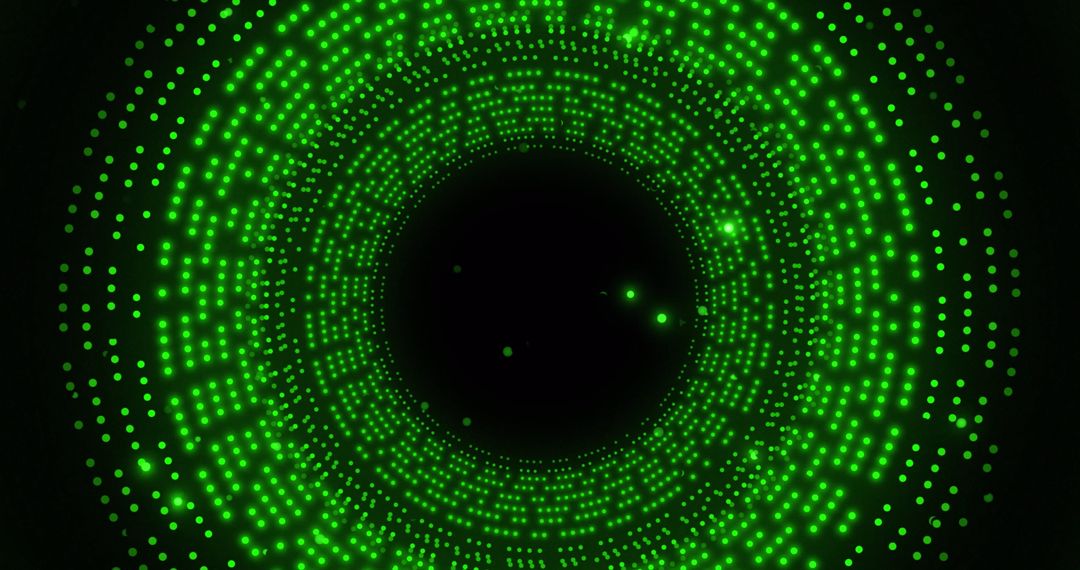 Glowing Green Circles with Digital Light Movement