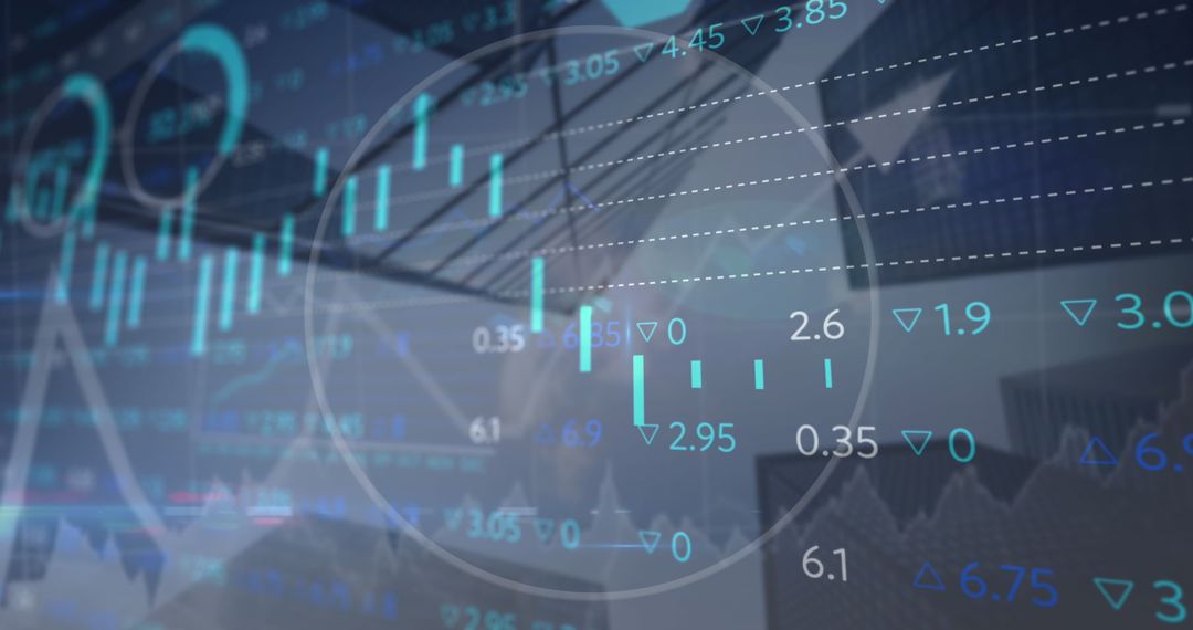 Futuristic Financial Analysis with Digital Display and Urban Skyline