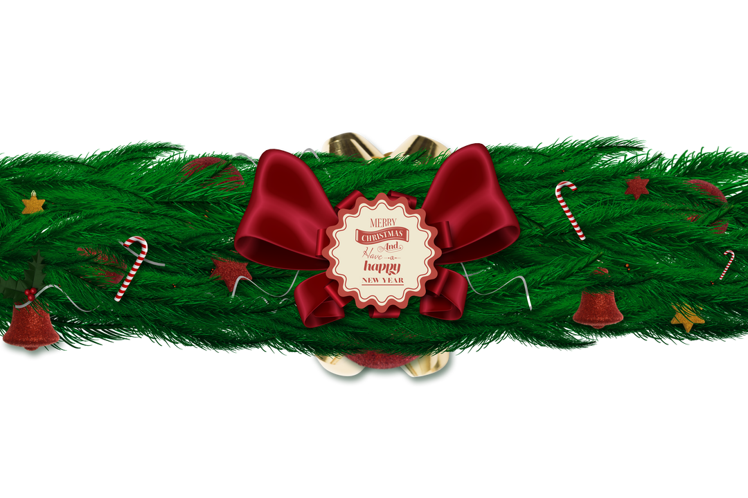 Transparent Christmas Fir Garland with Red Bow - Download Free Stock Images Pikwizard.com