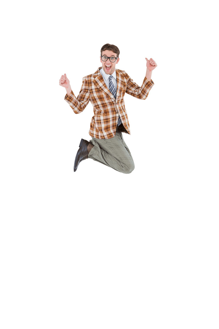 Joyful Hipster Jump with Transparent Background