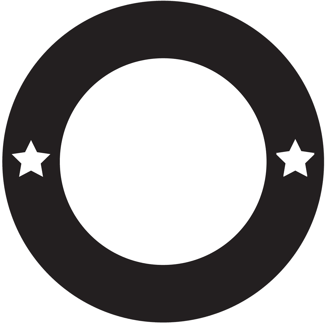 Minimalist Circle with Stars Icon on Transparent Background