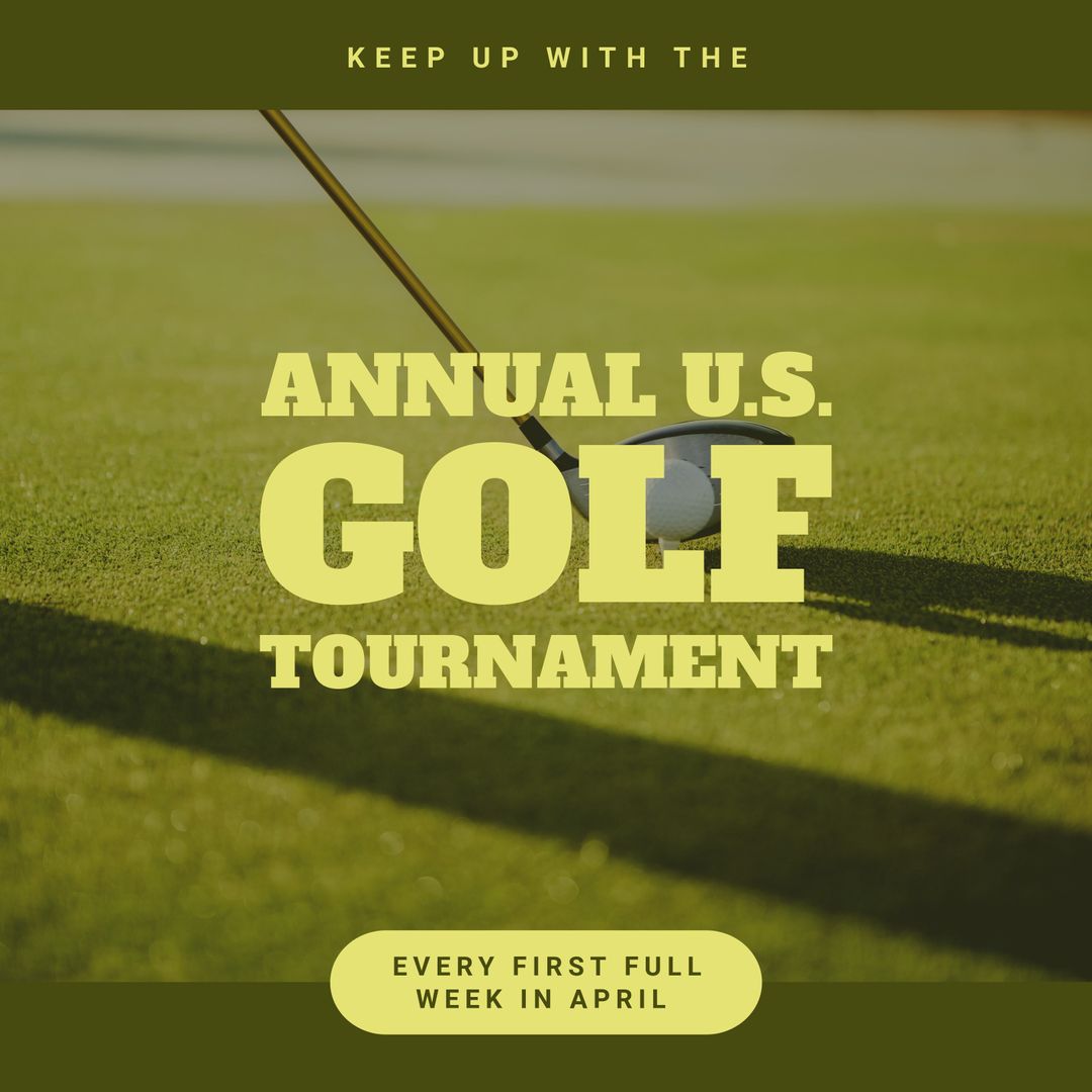 Annual US Golf Tournament Poster with Golf Club and Ball - Download Free Stock Templates Pikwizard.com