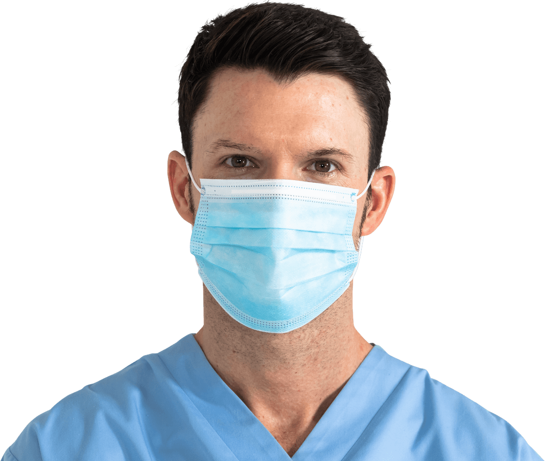 Transparent Background Medical Worker Wearing Mask Looking Ahead