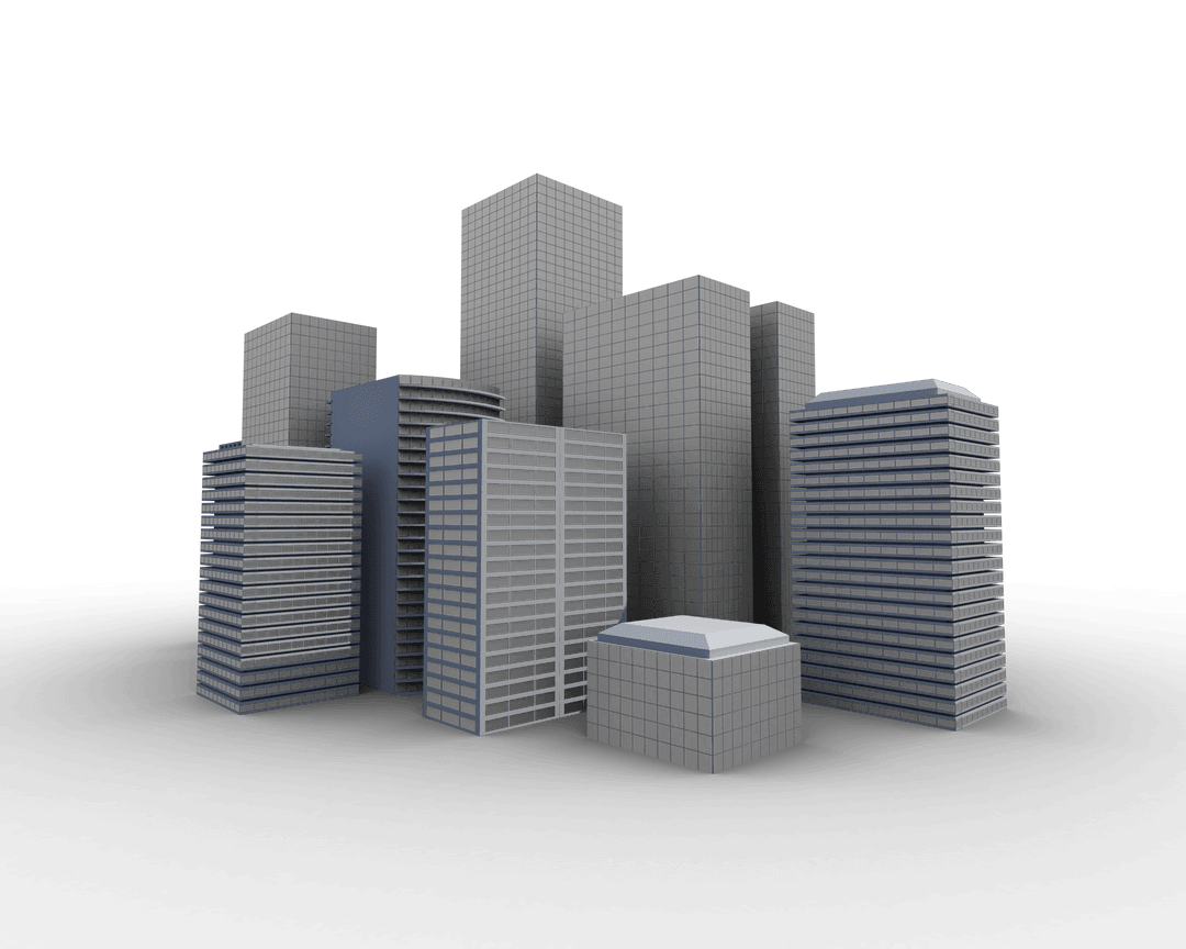3D Vector Skyscraper Model on Transparent Background