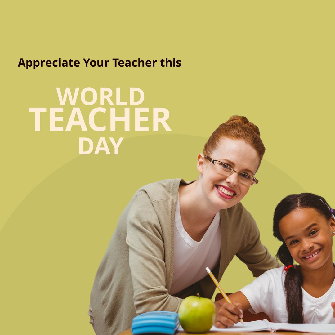 Teacher and Student Celebrating World Teacher Day