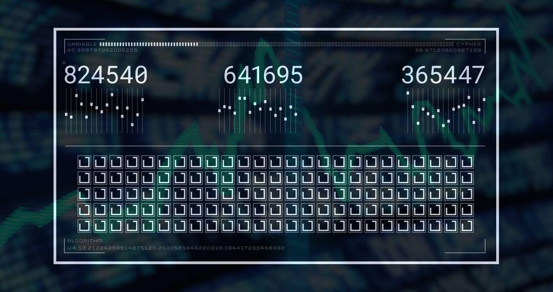 Futuristic Data Interface Illustrating Numeric Analytics and Algorithm Visuals