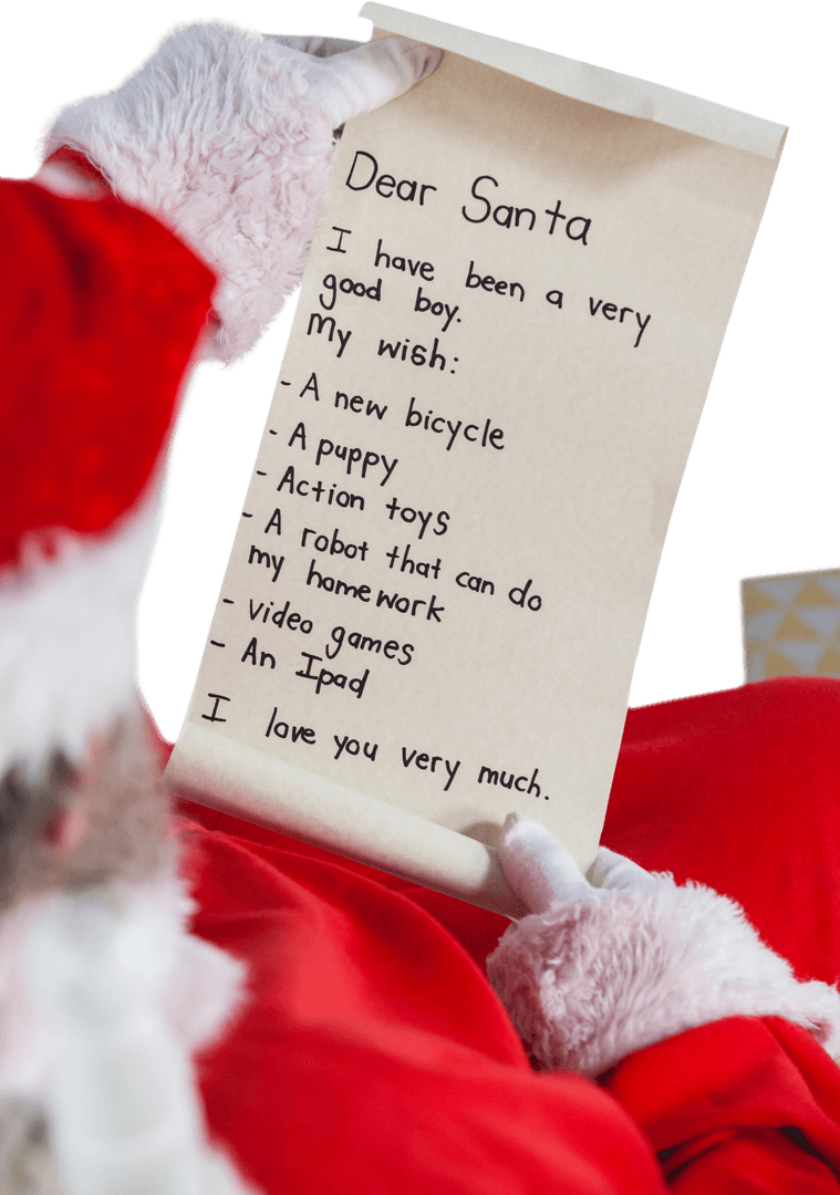 Santa Claus Reading Child's Christmas Wish List