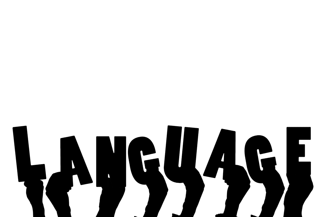 Transparent Illustration of Hands with Multilingual Text