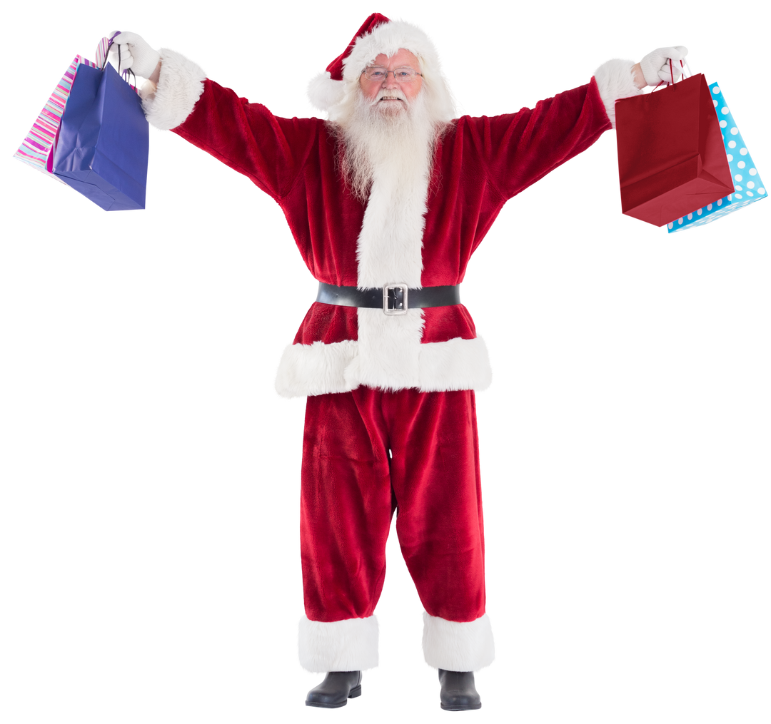 Transparent Santa Holding Christmas Shopping Bags Celebrating Holiday Season - Download Free Stock Images Pikwizard.com