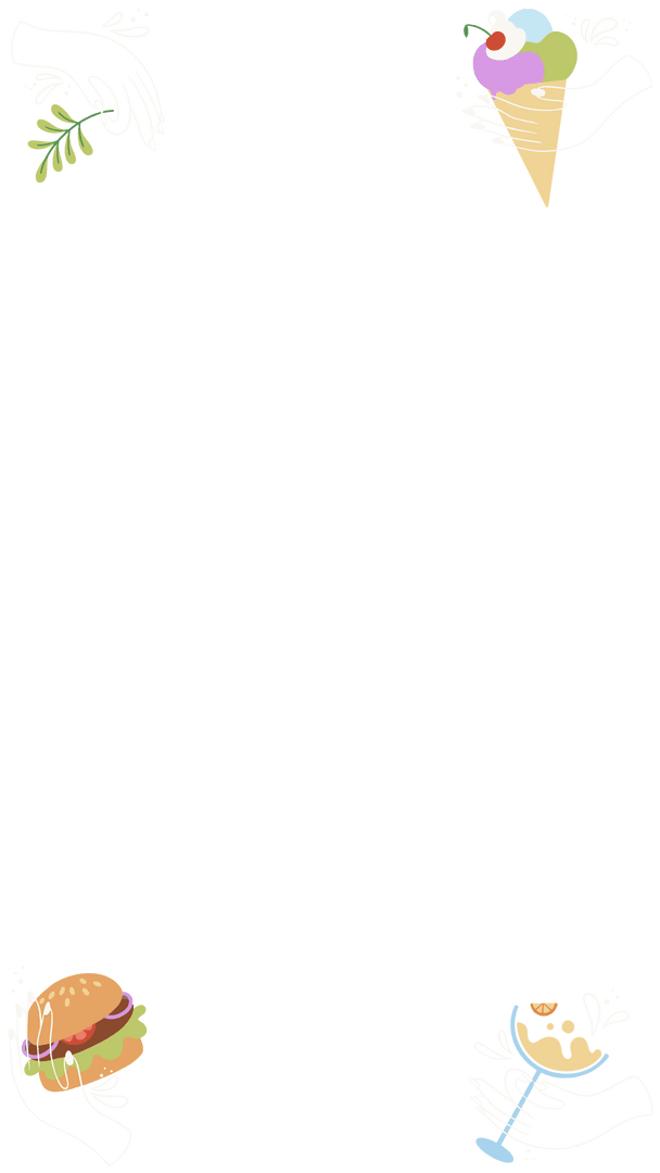 Minimalist Culinary Illustrations on Transparent Background