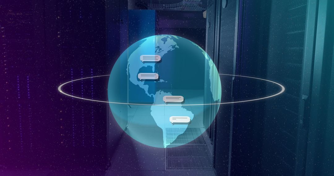 Holographic globe displaying global data connectivity