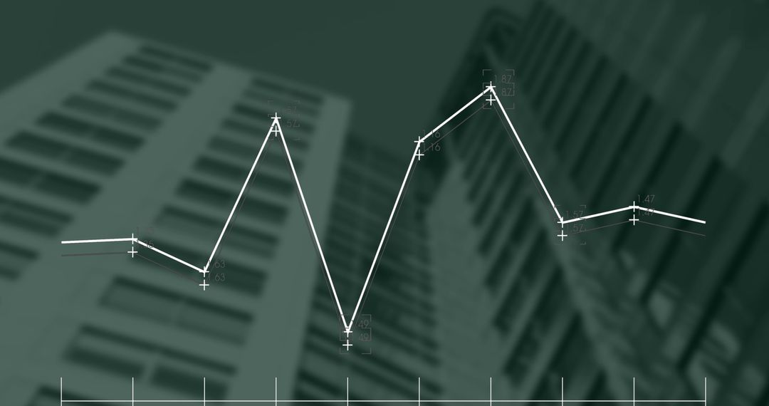 Business Finance Graph Data Overlay on Corporate Buildings