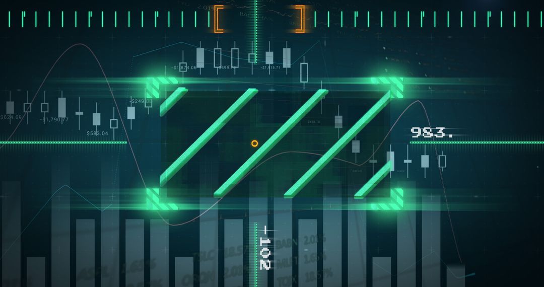 Futuristic Digital Data Interface with Moving Shapes