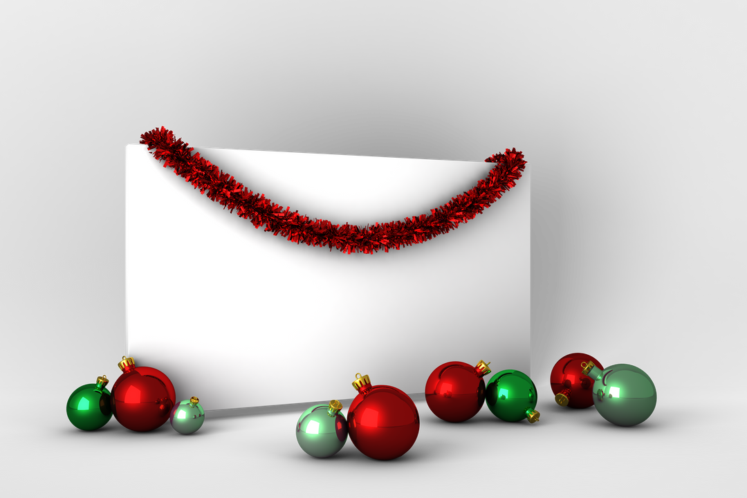 Transparent Display with Christmas Decorations and Blank Poster - Download Free Stock Images Pikwizard.com