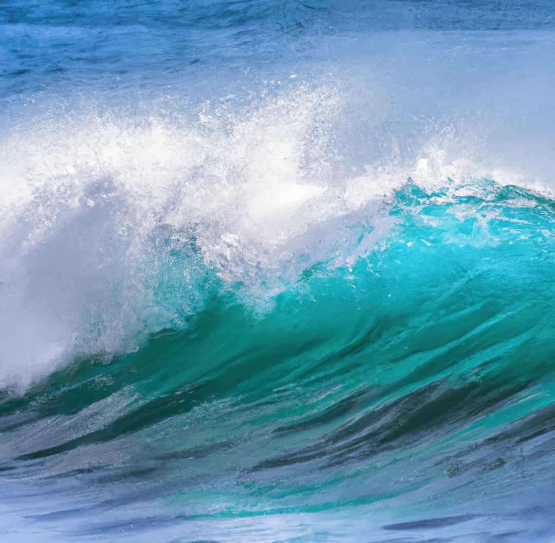 Powerful Ocean Wave Crashing with Sea Foam in Vibrant Blue Waters - Free Images, Stock Photos and Pictures on Pikwizard.com