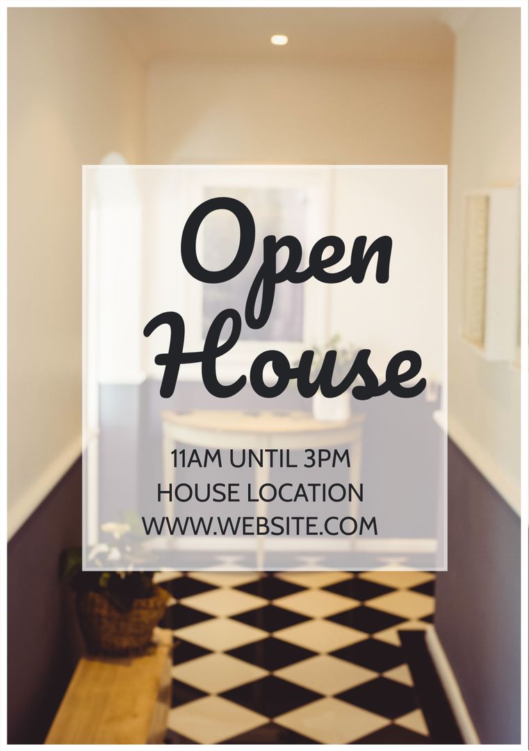 Open House Sign in Cozy Interior Hallway Offering Warm Welcome