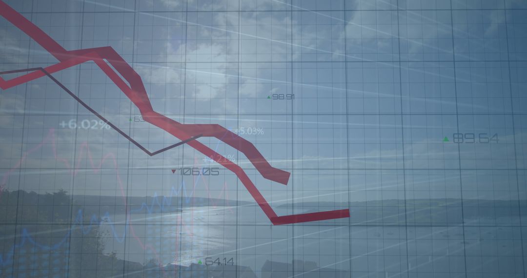 Financial Data Visualization Over Serene Bay Area Skyscape