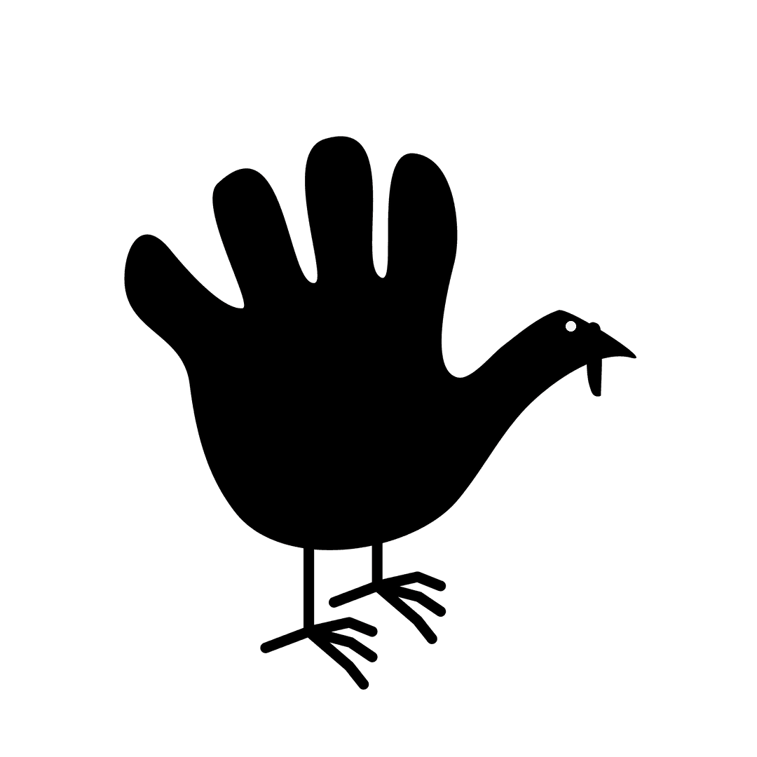 Transparent Turkey Hand Silhouette Isolated on White Background