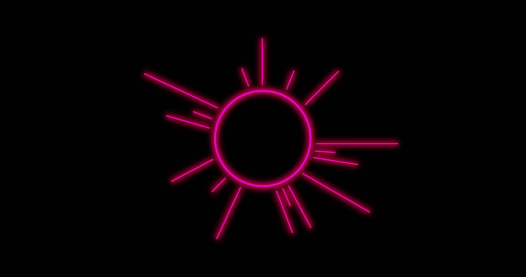Glowing Pink Circle with Radiating Lines on Black Background