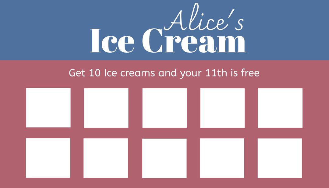 Ice Cream Loyalty Reward Card Template with Editable Text and Counters - Download Free Stock Templates Pikwizard.com