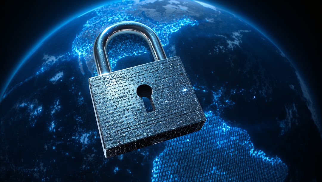 Digital Padlock Symbolizing Global Cybersecurity and Data Protection
