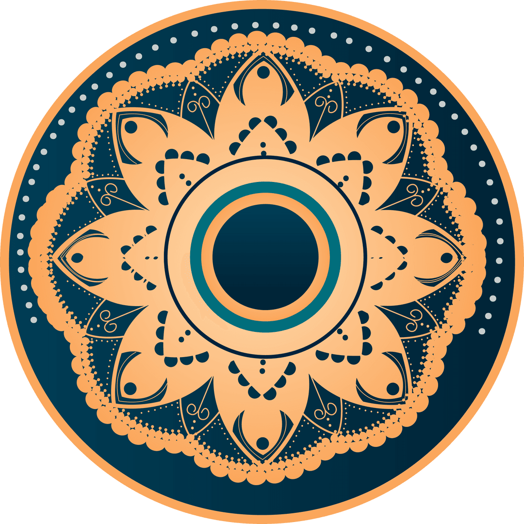 Elegant Floral Mandala with Lace Border on Transparent Background