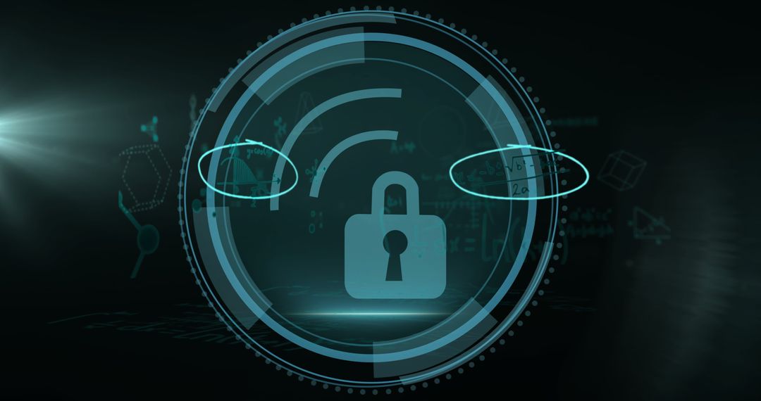 Digital Lock Symbol on Futuristic Security Interface Dashboard