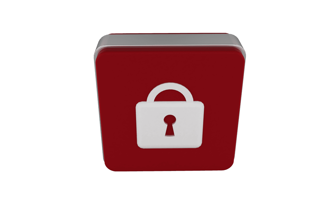 3D Red Padlock Icon Transparent Background